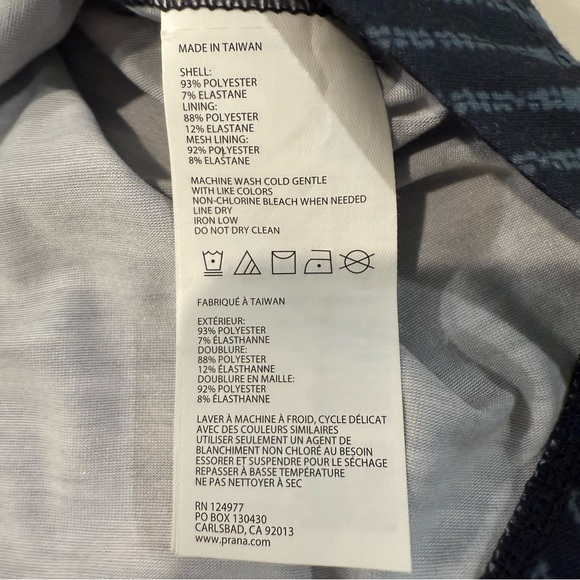 prAna Saxon Racerback Halter Asymmetrical Dress Womens Small Navy Blue Striped - Picture 4 of 10